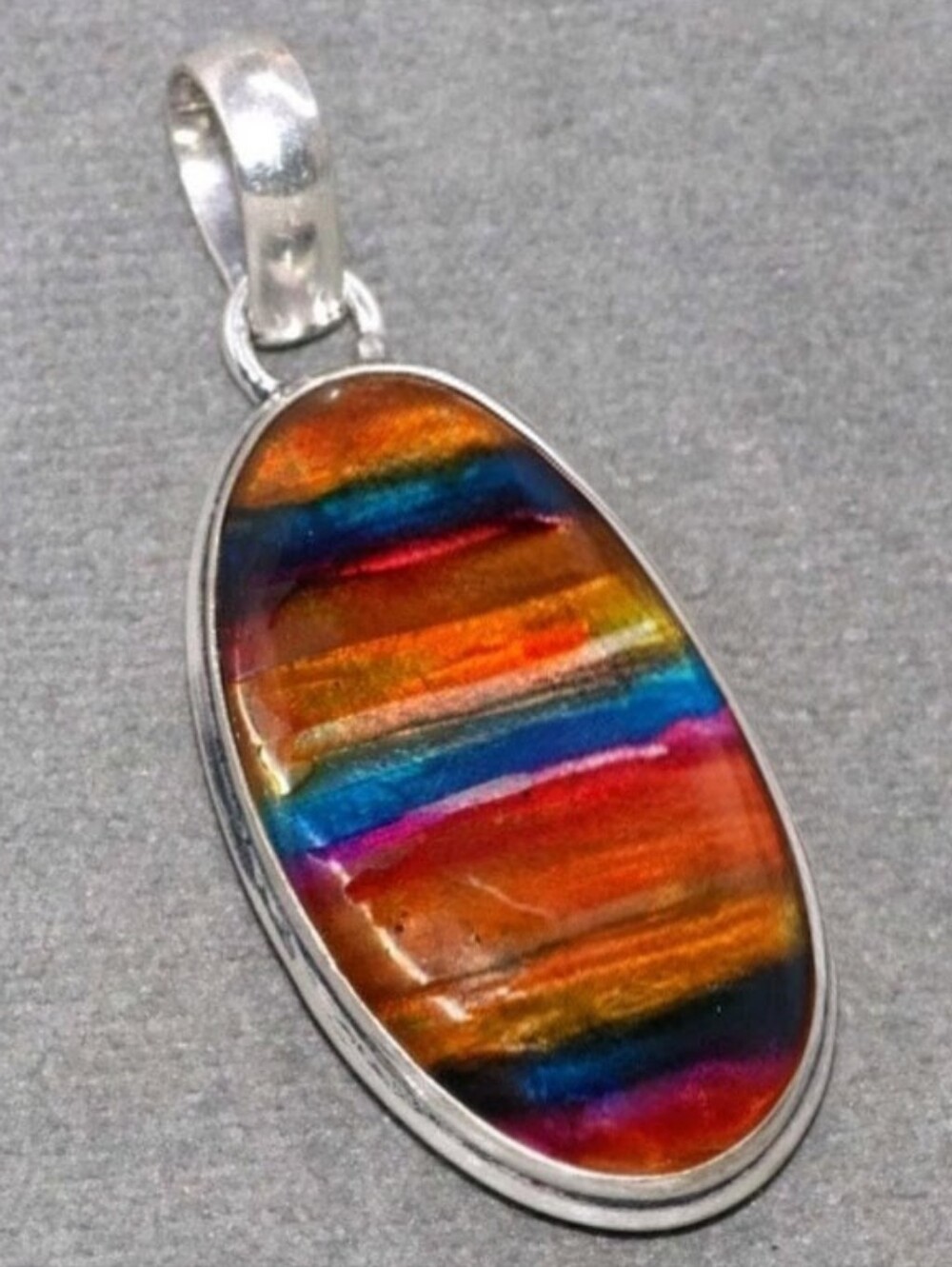 Ammolite Doublet Gemstone Jewelry 925 Sterling Silver Handmade Pendant Necklace